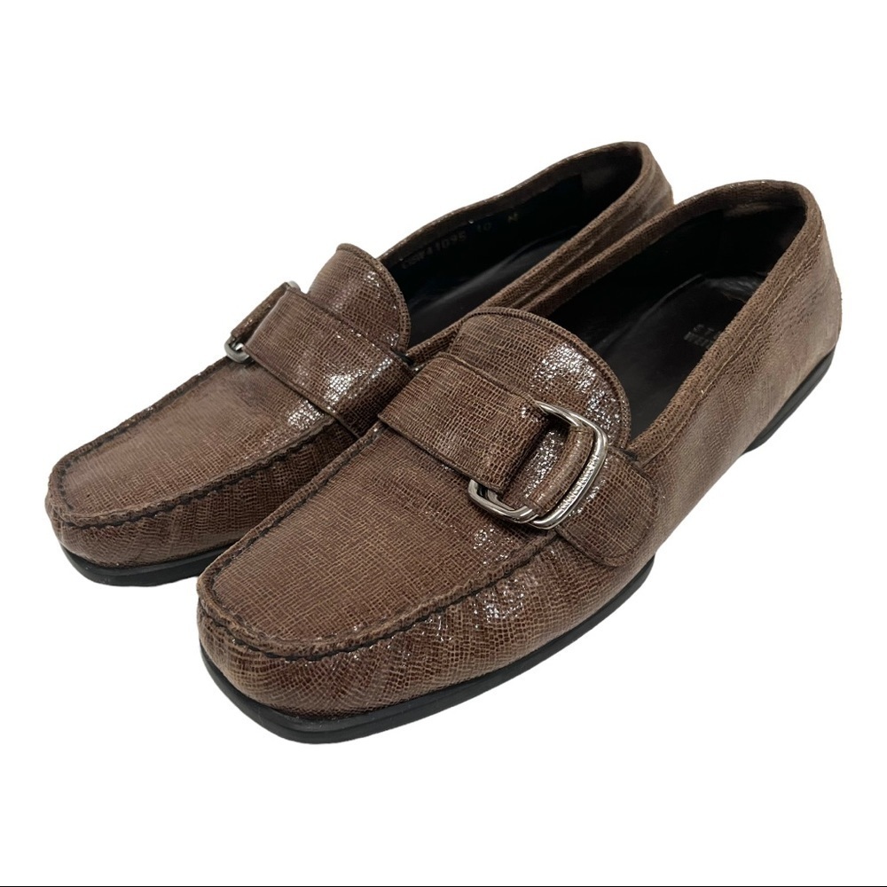 Stuart Weitzman Brown Leather Buckle Casual Comfort Career FlatsLoafers Women 10 - Picture 9 of 16